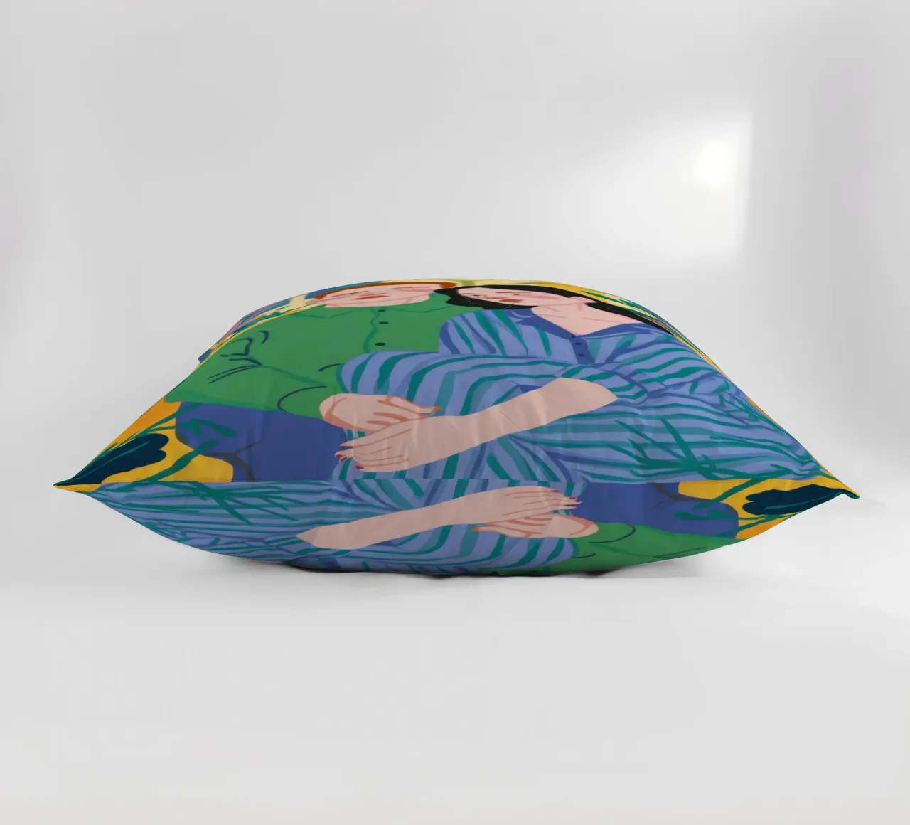 Couple in Blue Stripes decorative cushion by Marigold Tiga
