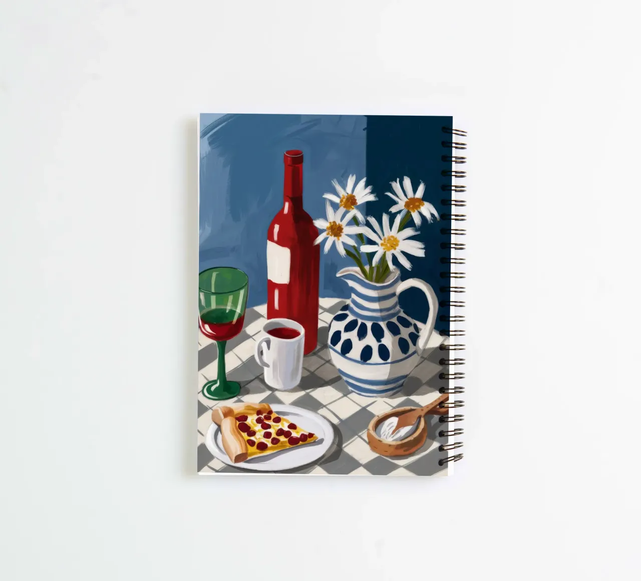 Pizza and Wine Stillness spiral notebook by Stone Decade