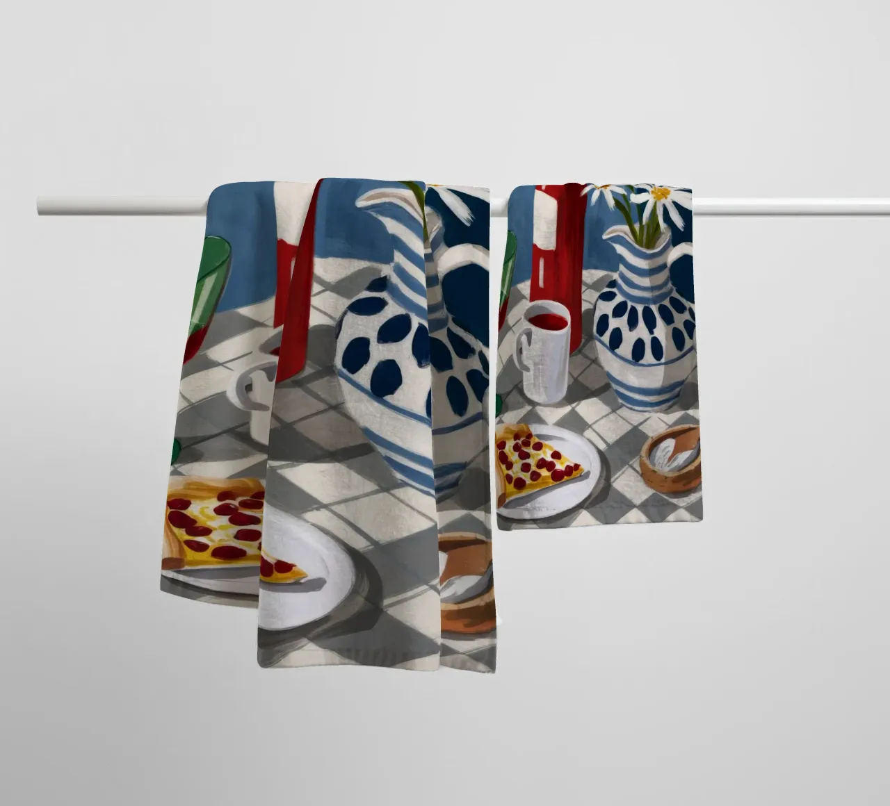 Pizza and Wine Stillness towel by Stone Decade