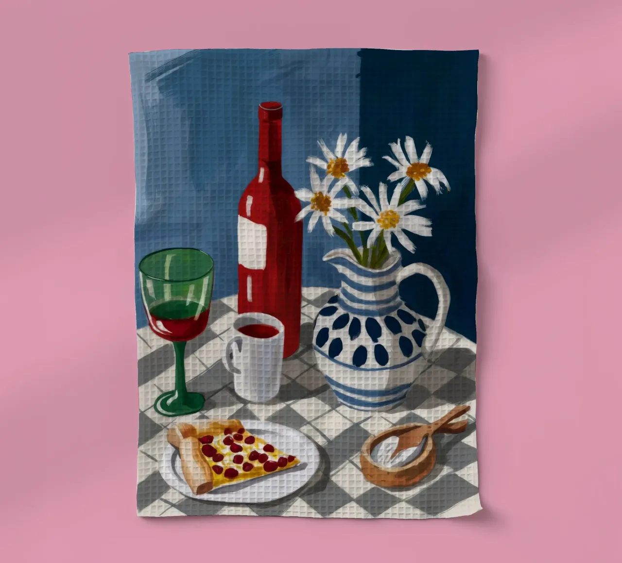 Pizza e vino Stillness canovaccio da cucina da Stone Decade