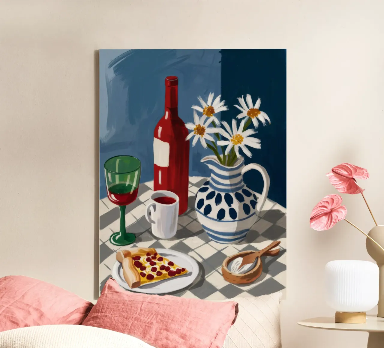 Pizza and Wine Stillness canvas by Stone Decade
