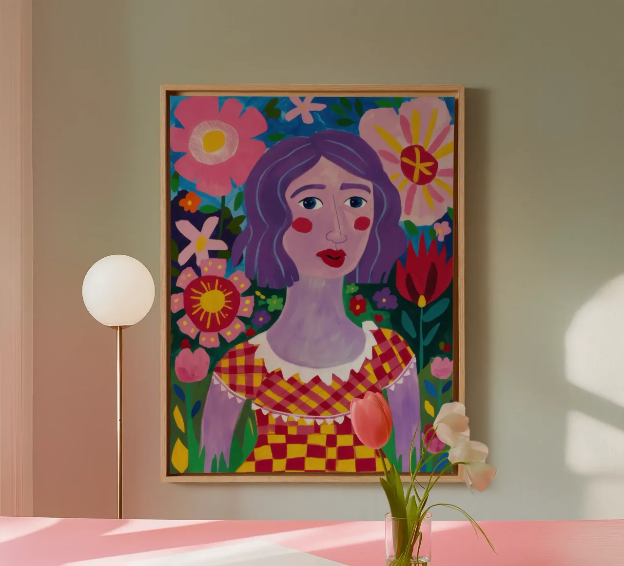 Viola Floral Dream Leinwand mit Schattenfugenrahmen von Arcane Lines