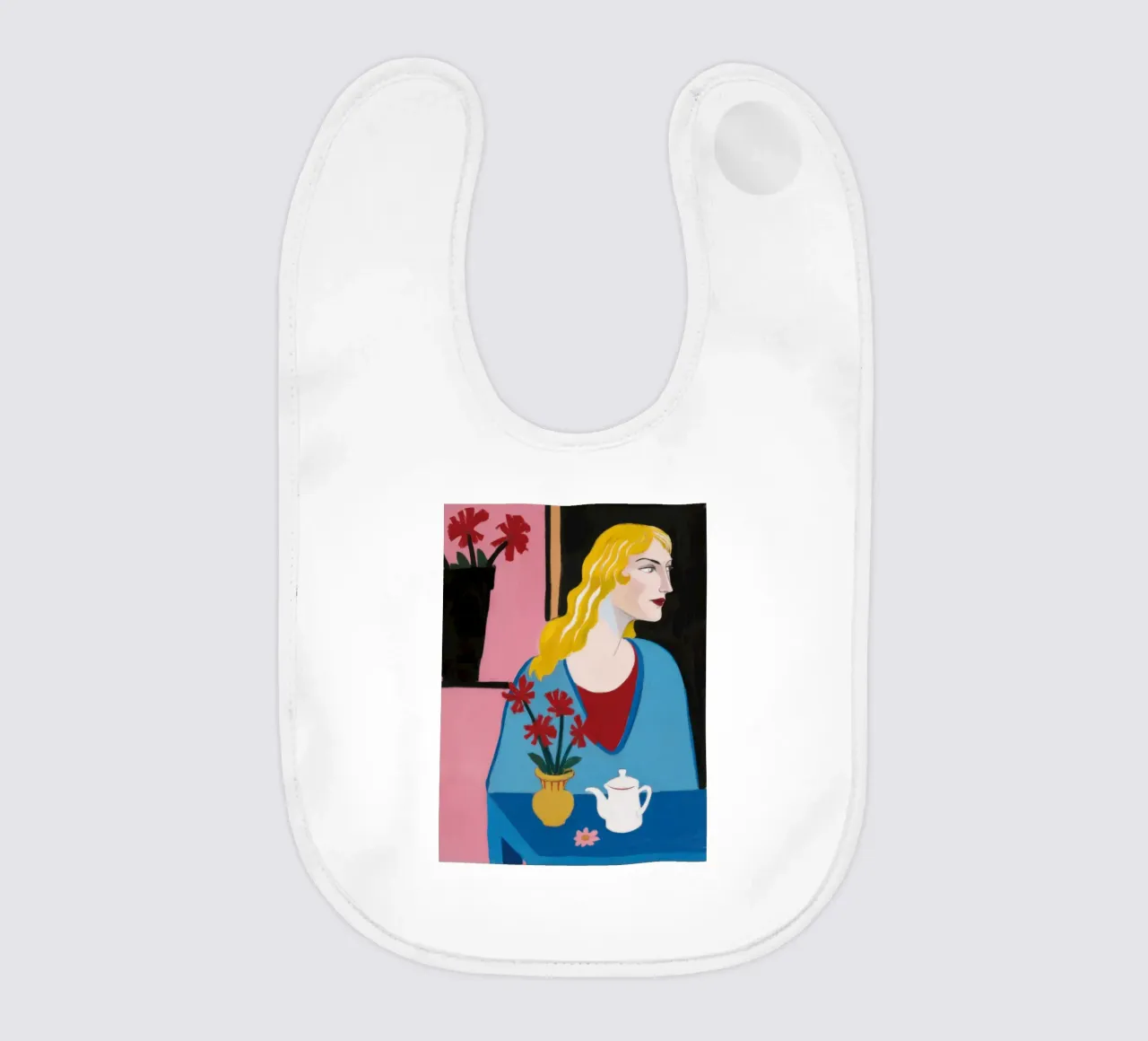 Blonde with Teapot baby bib by Marigold Tiga