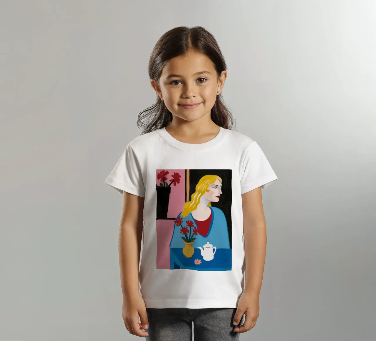 Blonde with Teapot kids t-shirt by Marigold Tiga
