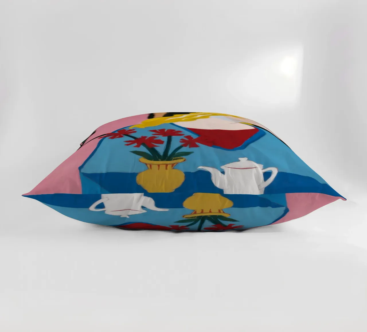 Blonde with Teapot decorative cushion by Marigold Tiga