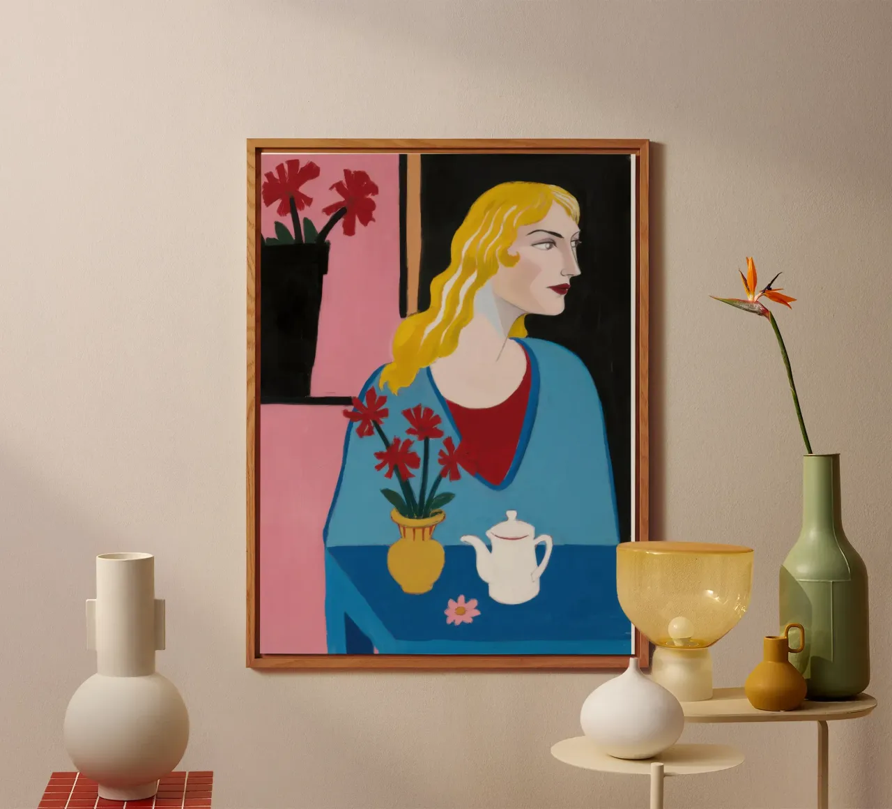 Blonde with Teapot alu-dibond by Marigold Tiga