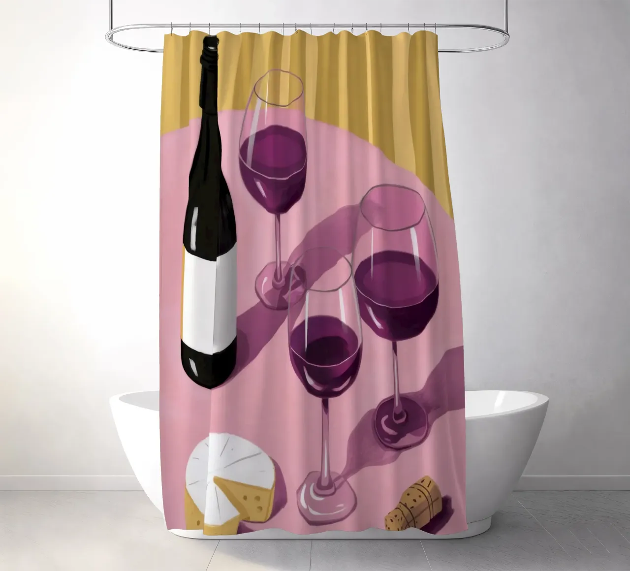 L'ombre du vin et du fromage rideau de douche de Pale Aura