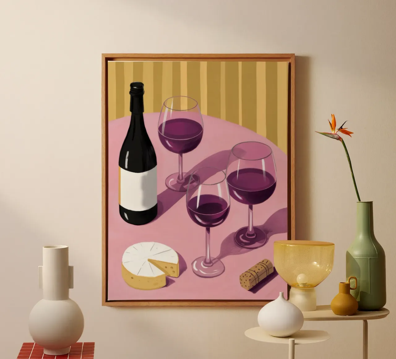 Wine and Cheese Shadow canvas by Pale Aura