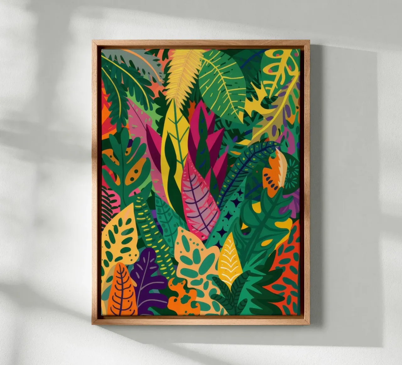 Weelderig Jungle Wandkleed canvas met Baklijst van Arcane Lines