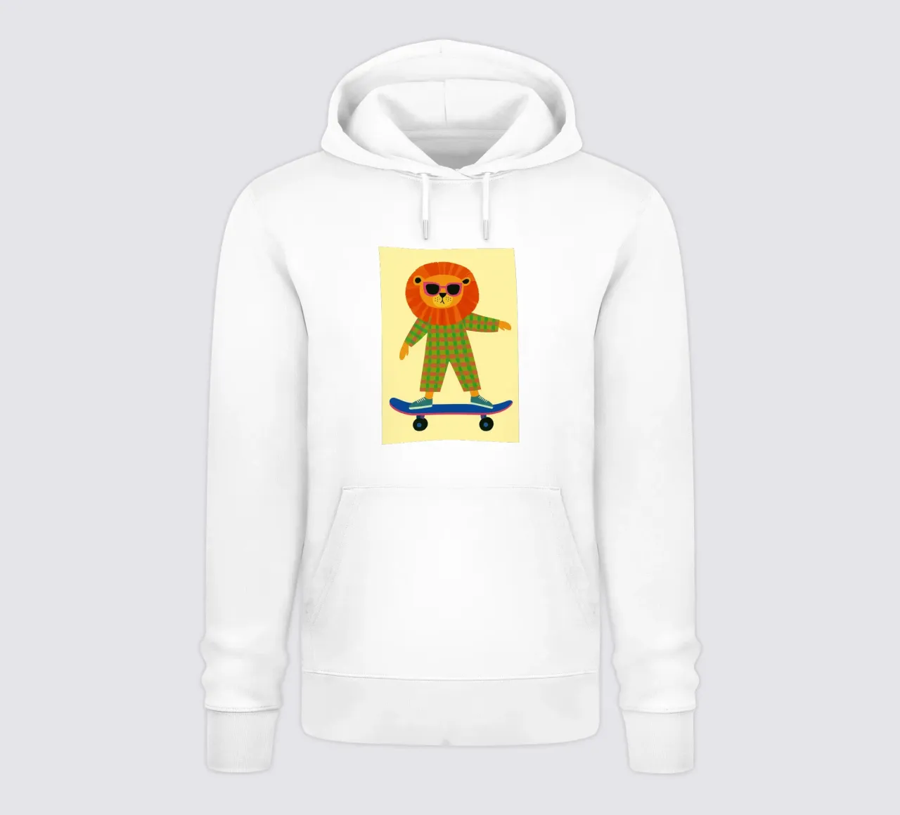 divertente leone con skateboard felpa con cappuccio da oneone
