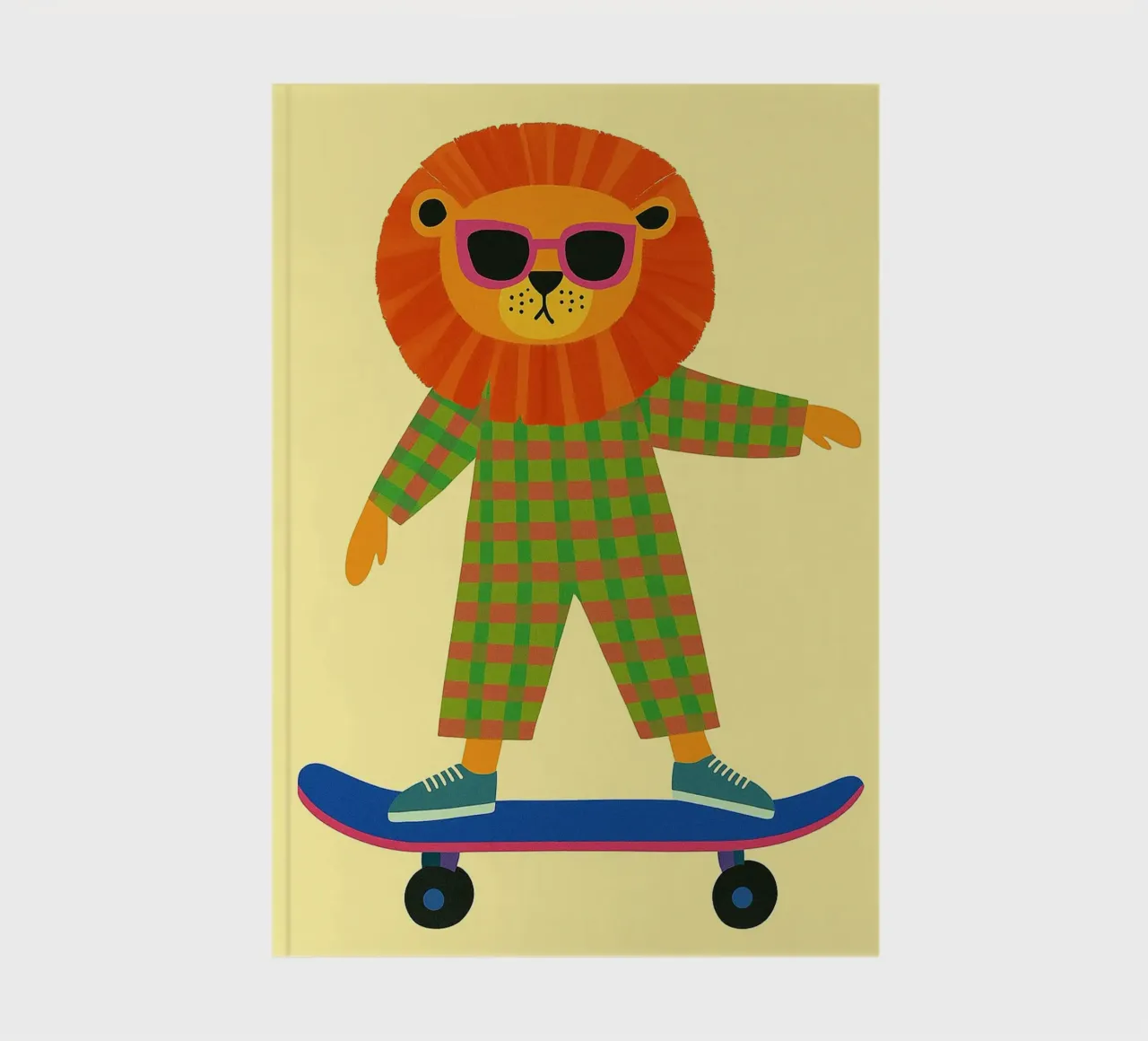 funny lion with skateboard notebook by oneone