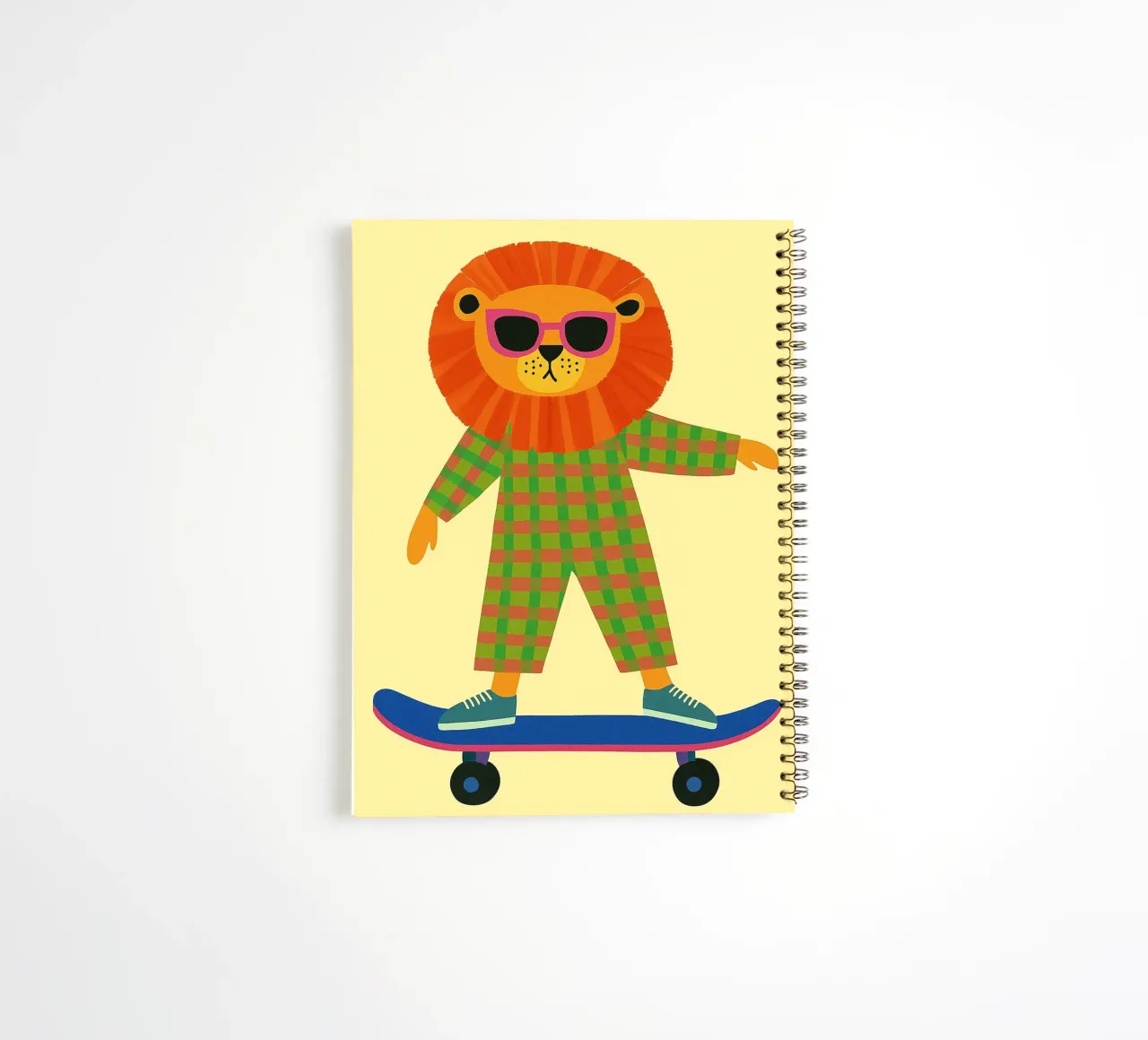 funny lion with skateboard spiral notebook by oneone