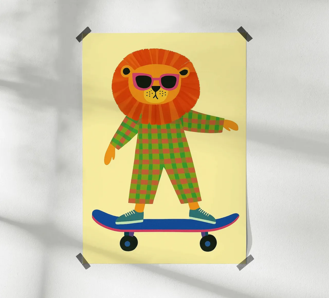 funny lion with skateboard hahnemühle by oneone