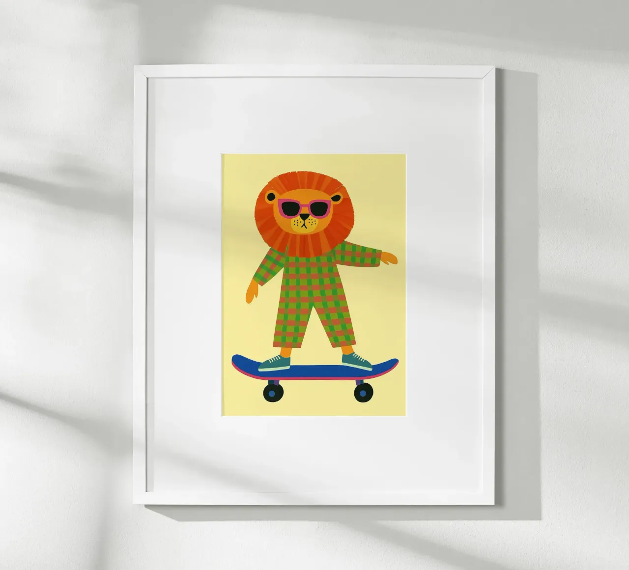 funny lion with skateboard hahnemühle by oneone