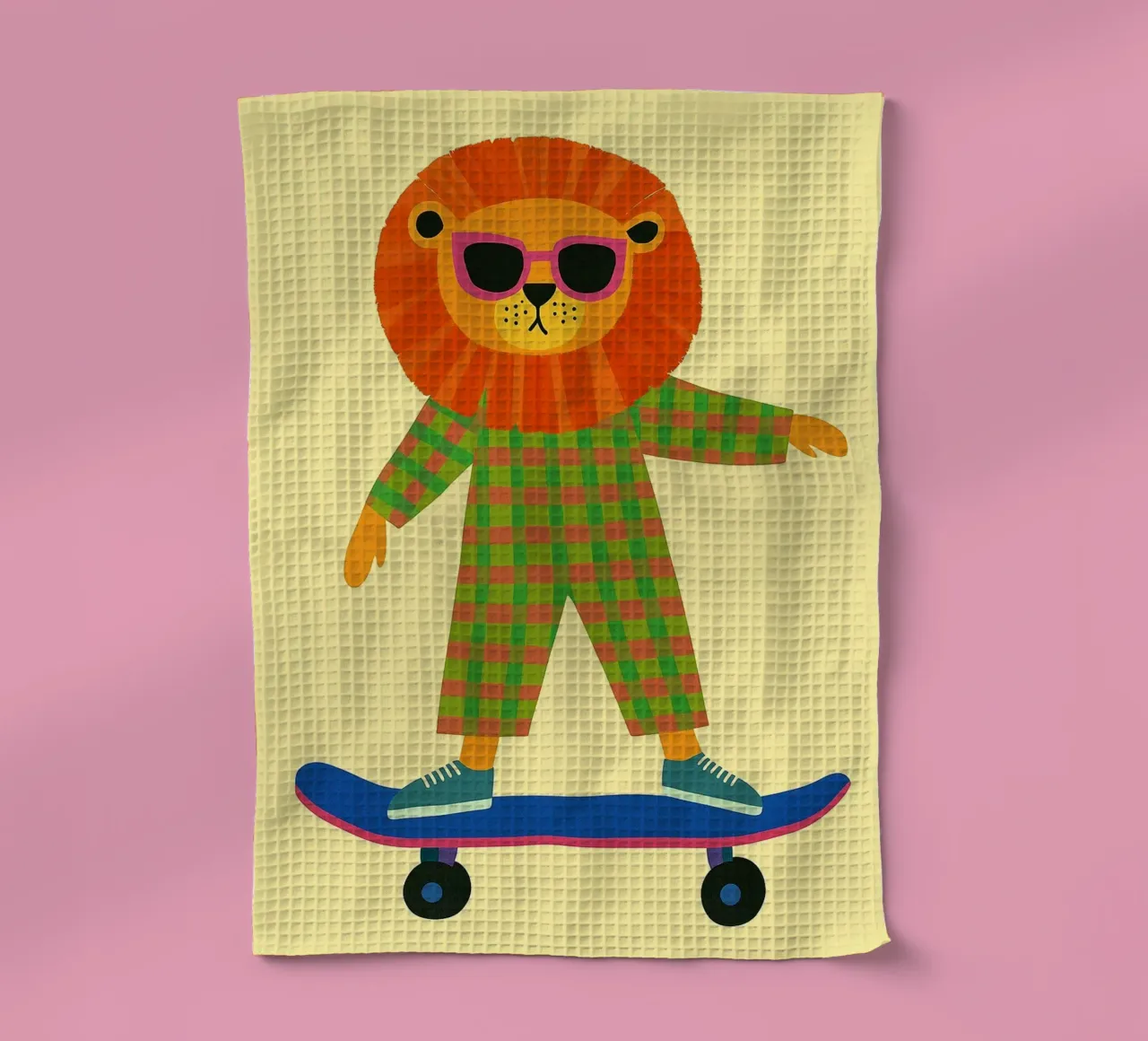 divertente leone con skateboard canovaccio da cucina da oneone