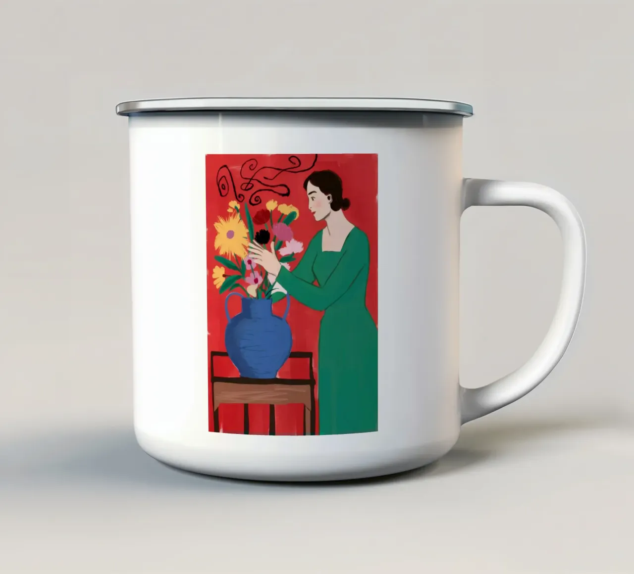 Bouquet di abiti verdi tazza in smalto da Marigold Tiga