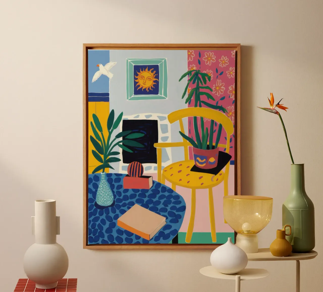 Zonnig tafelstilleven canvas met Baklijst van Pale Aura