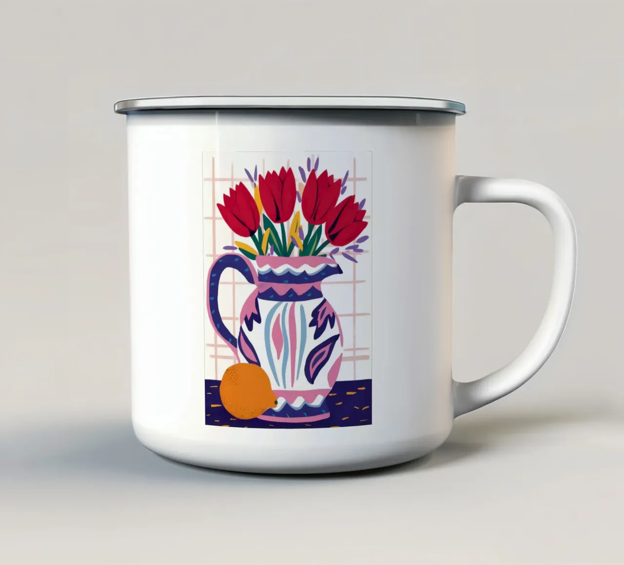 Vaso Tulipano Rosso Blu tazza in smalto da Sentinel Glow