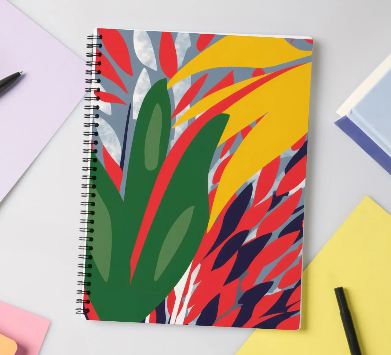 Abstract Botanical Blaze spiral notebook by Arcane Lines