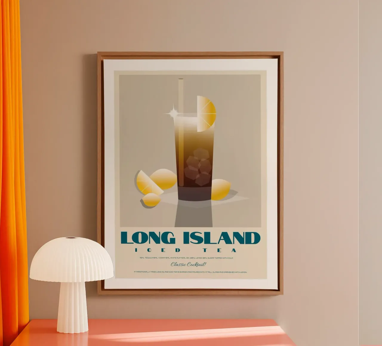 Long Island-ijsthee canvas met Baklijst van Cocktail Drink
