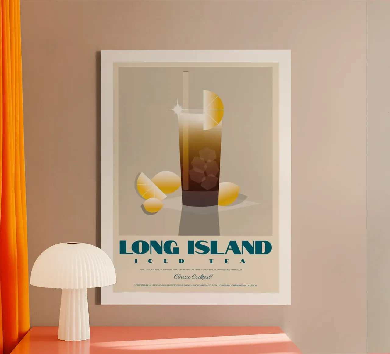 Long Island-ijsthee canvas met Baklijst van Cocktail Drink