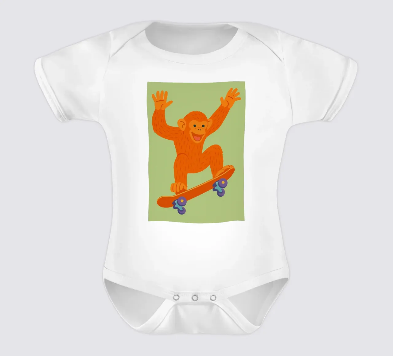 funny monkey with skateboard short-sleeve baby romper by oneone
