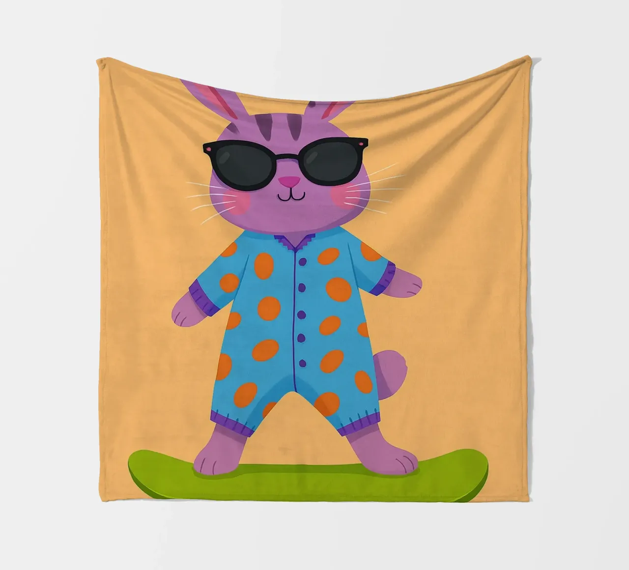 divertente coniglio con skateboard coperta in pile da oneone