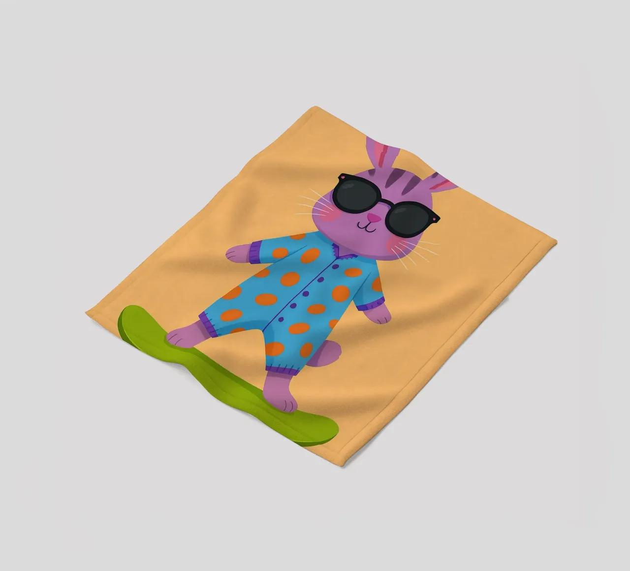 divertente coniglio con skateboard coperta in pile da oneone