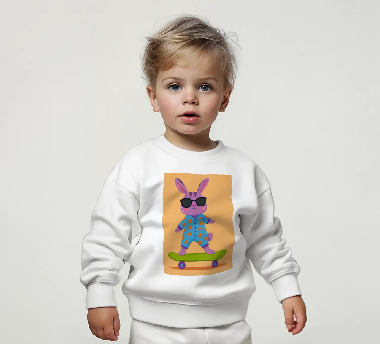 divertente coniglio con skateboard felpa neonato da oneone