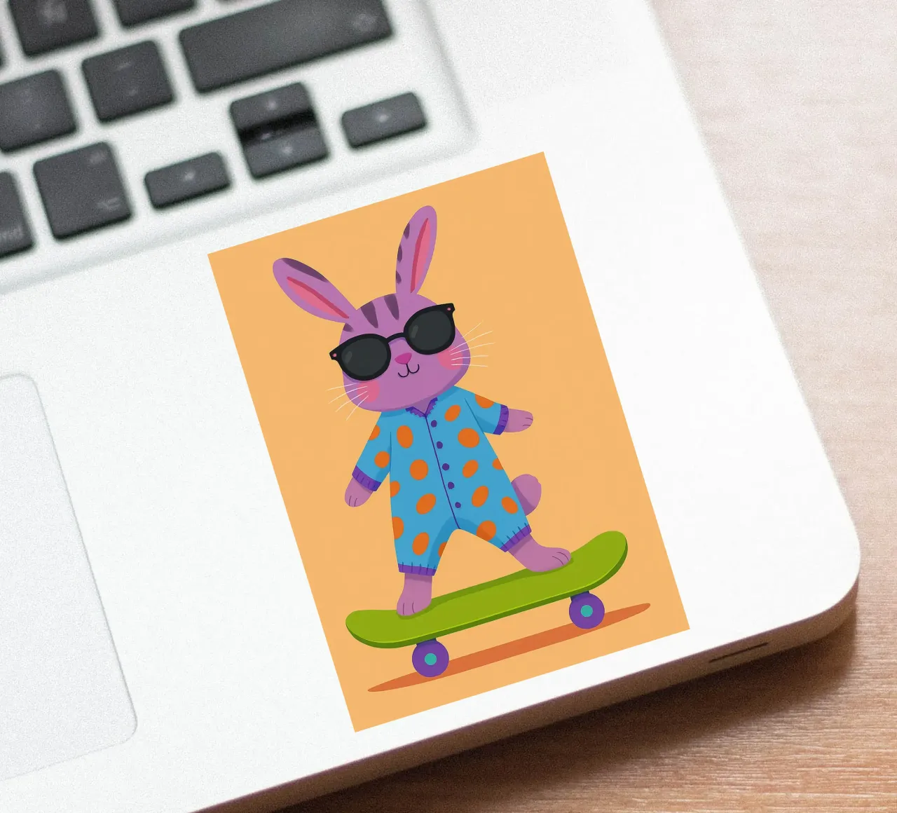 lapin amusant avec skateboard autocollant de oneone