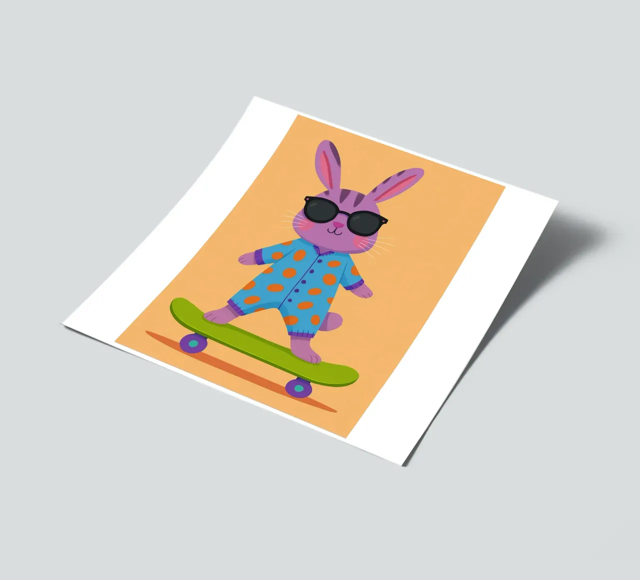 funny rabbit with skateboard sticker sheet by oneone