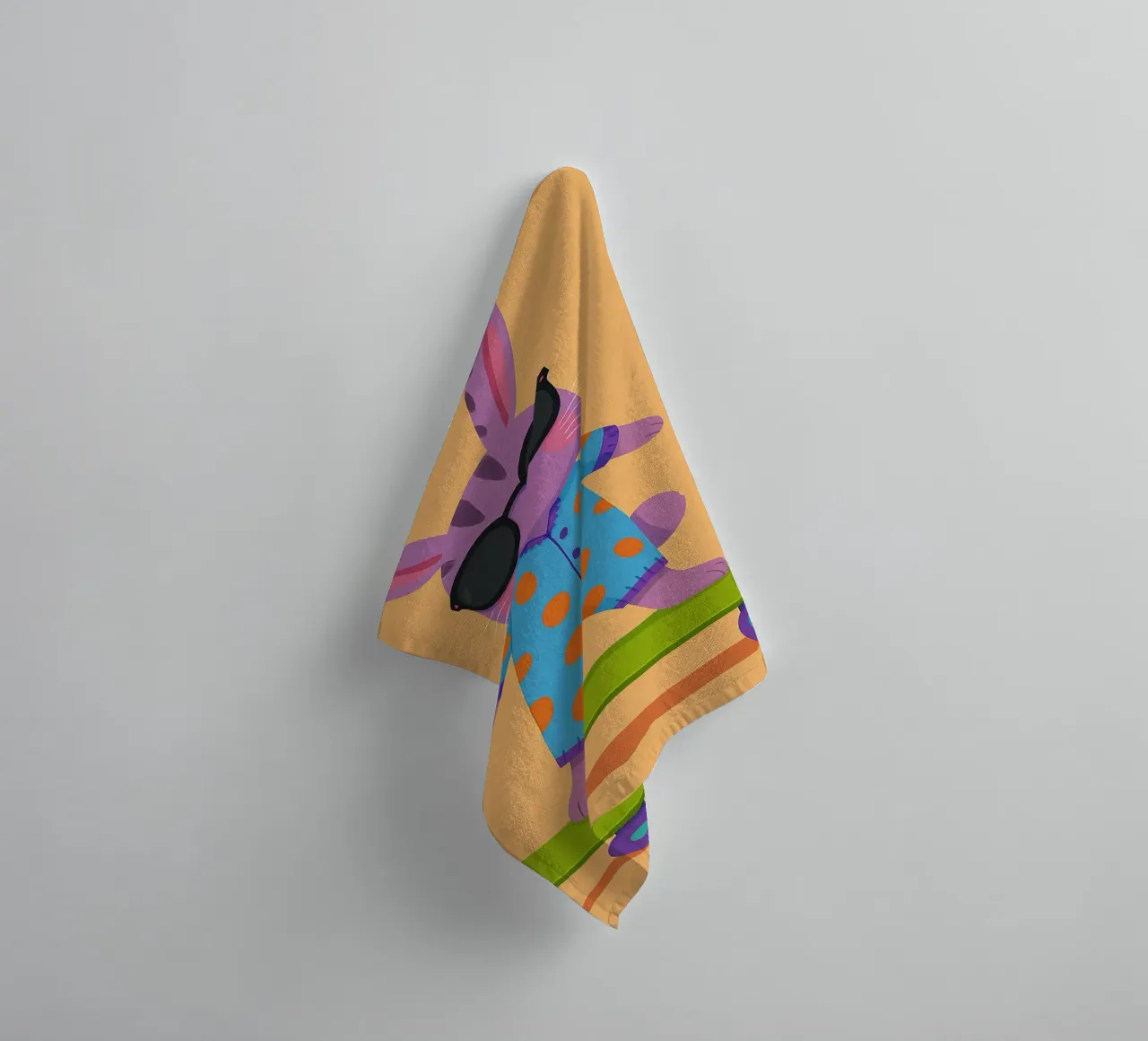 funny rabbit with skateboard towel by oneone