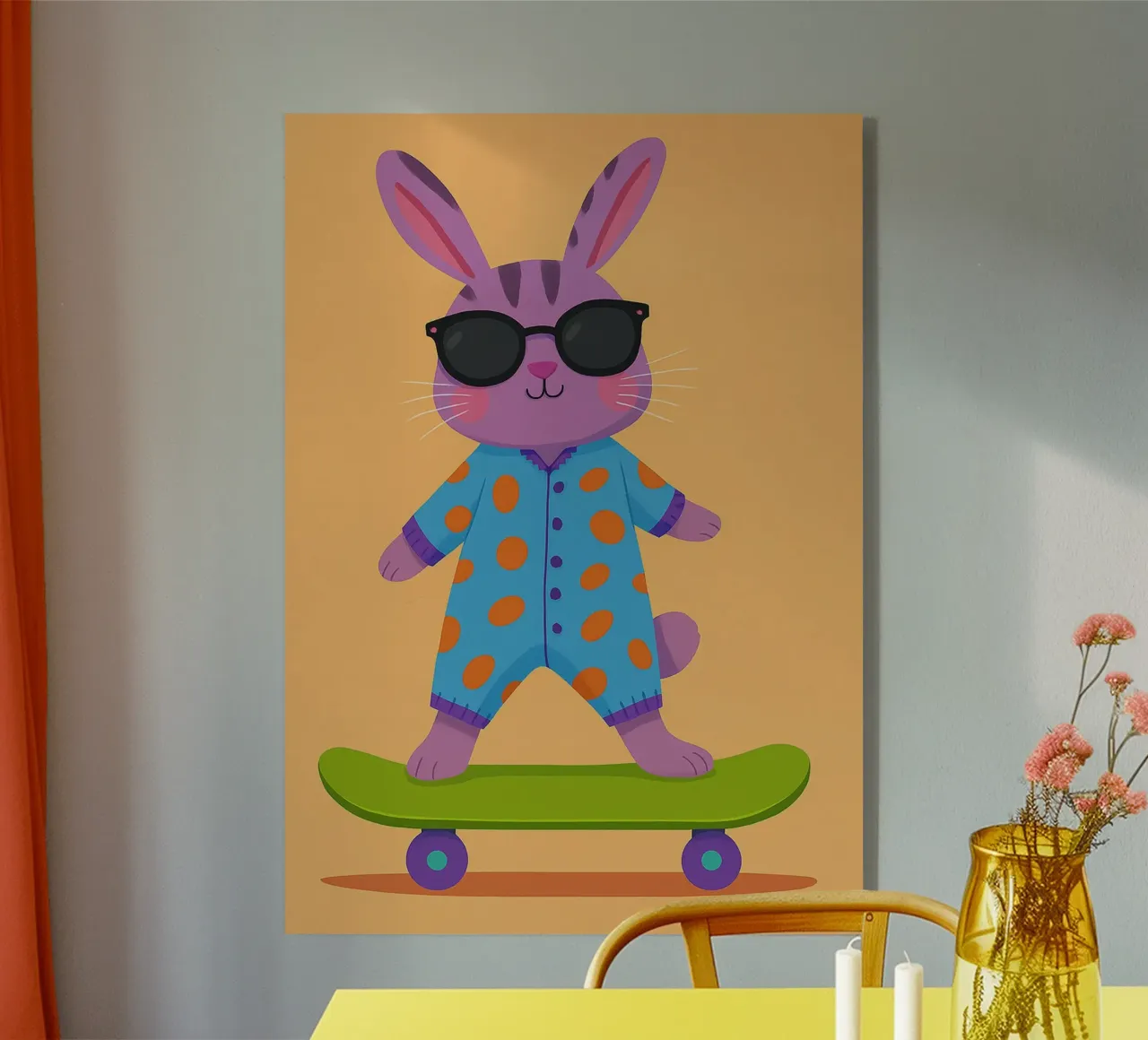 lustiges Kaninchen mit Skateboard Acryl-Glas von oneone