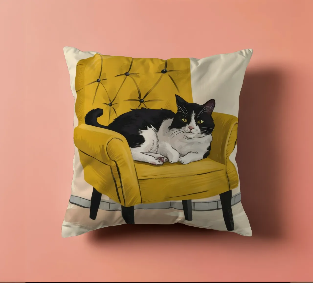 Poltrona Tuxedo Cat Yellow cuscino da Stone Decade