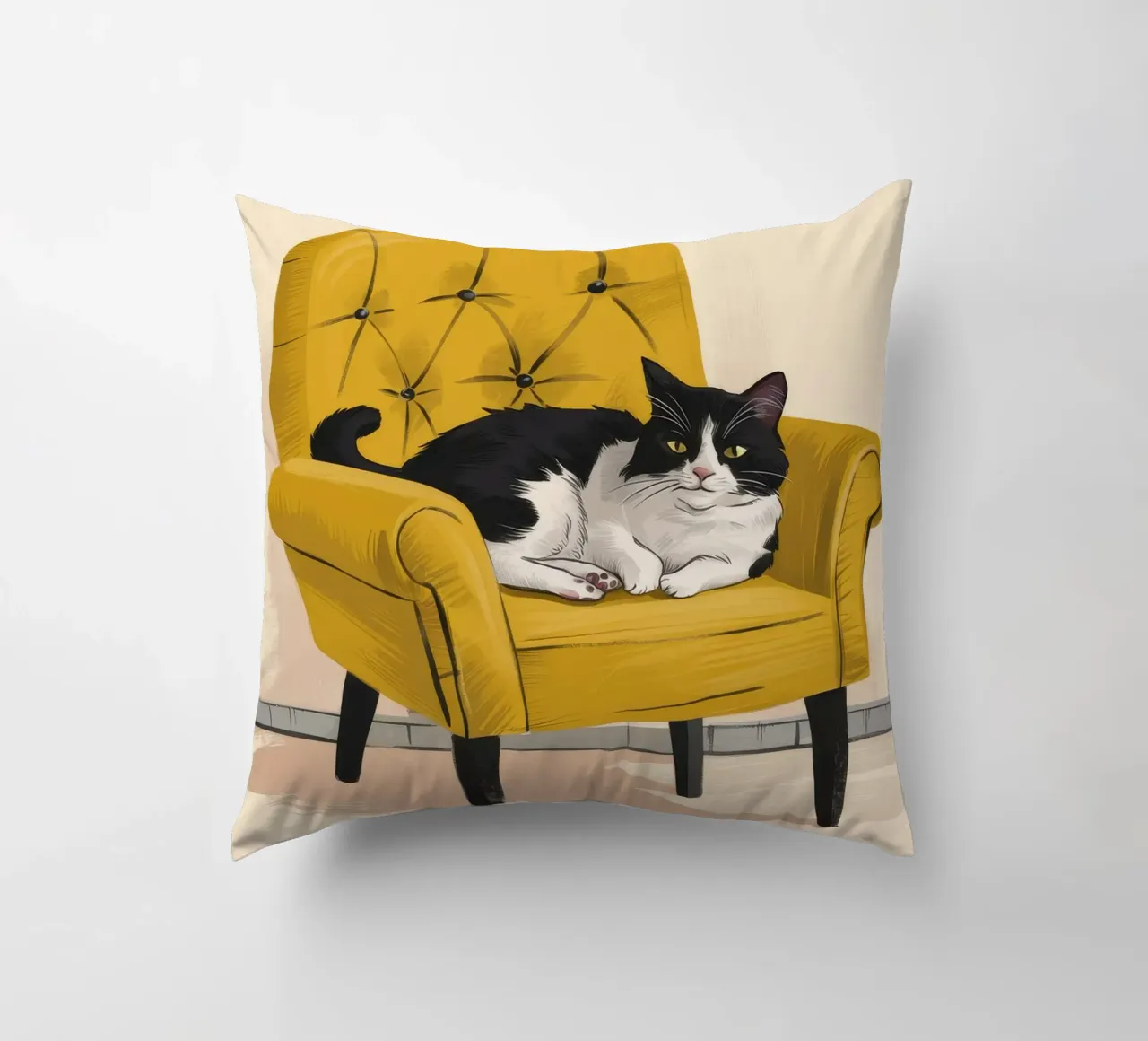 Poltrona Tuxedo Cat Yellow cuscino da Stone Decade