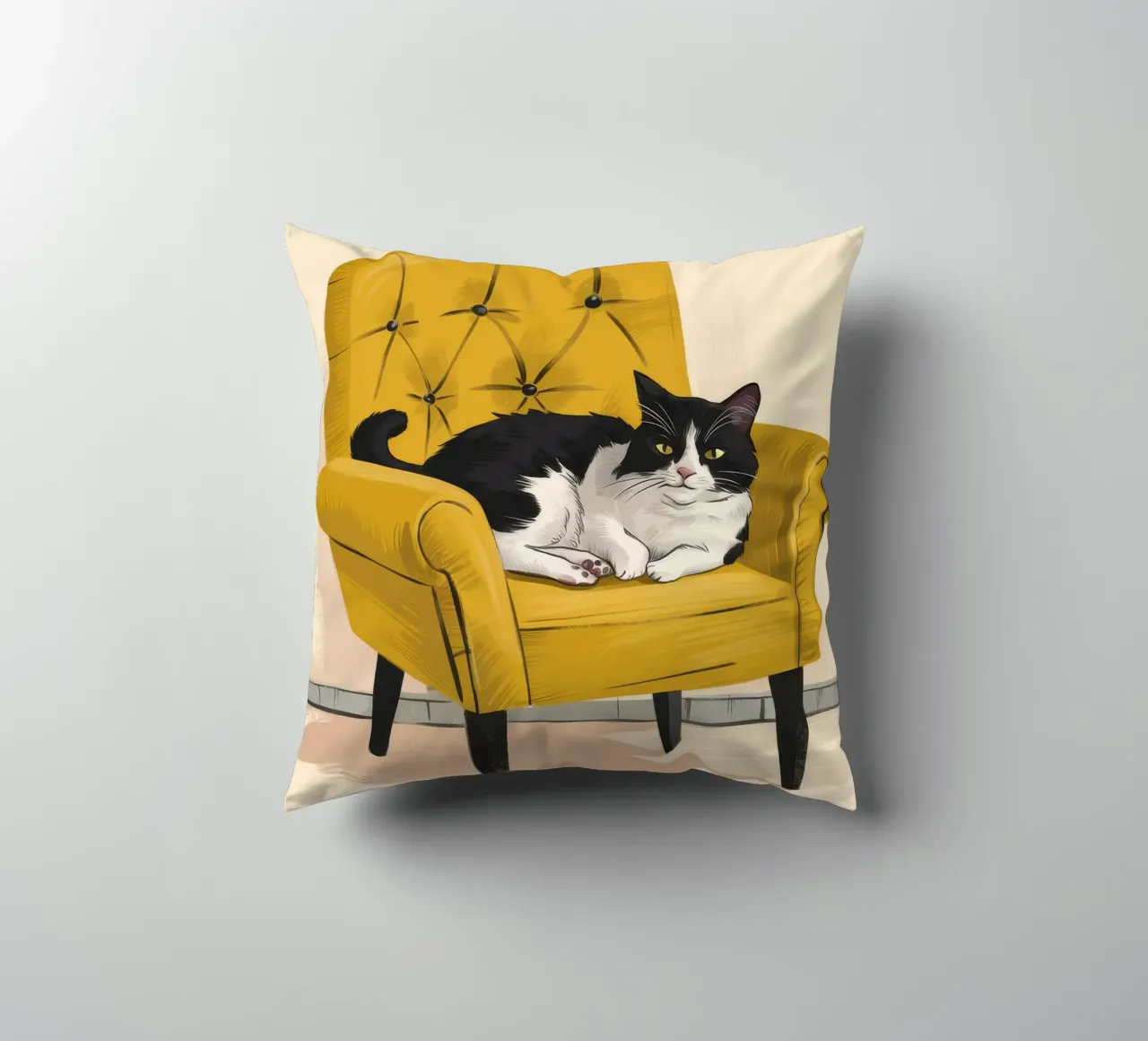 Poltrona Tuxedo Cat Yellow cuscino da Stone Decade