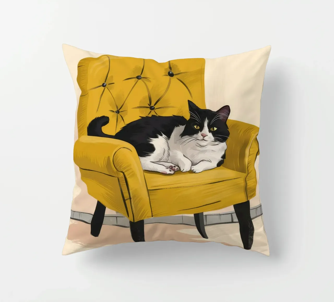 Poltrona Tuxedo Cat Yellow cuscino da Stone Decade