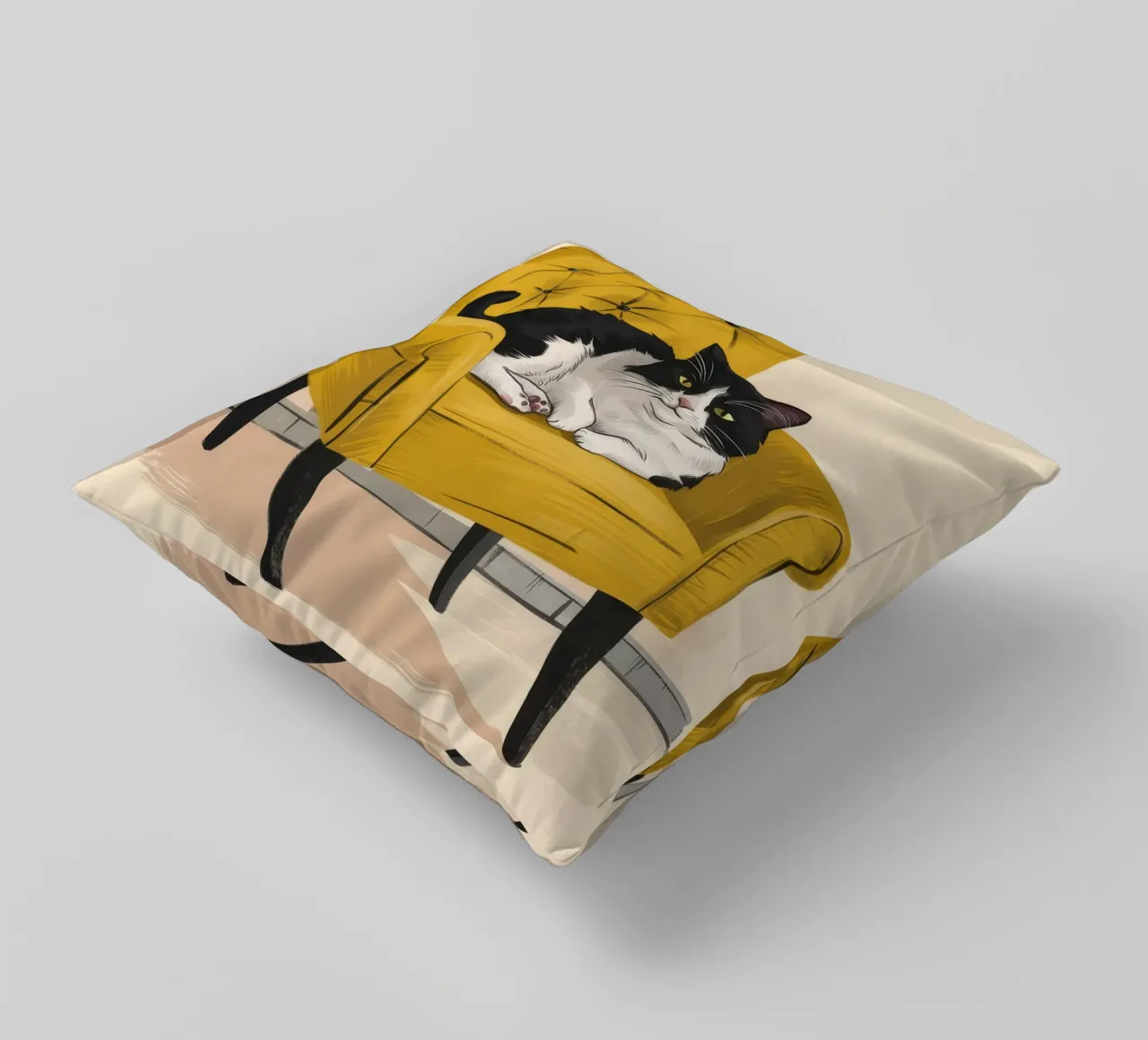 Poltrona Tuxedo Cat Yellow cuscino da Stone Decade