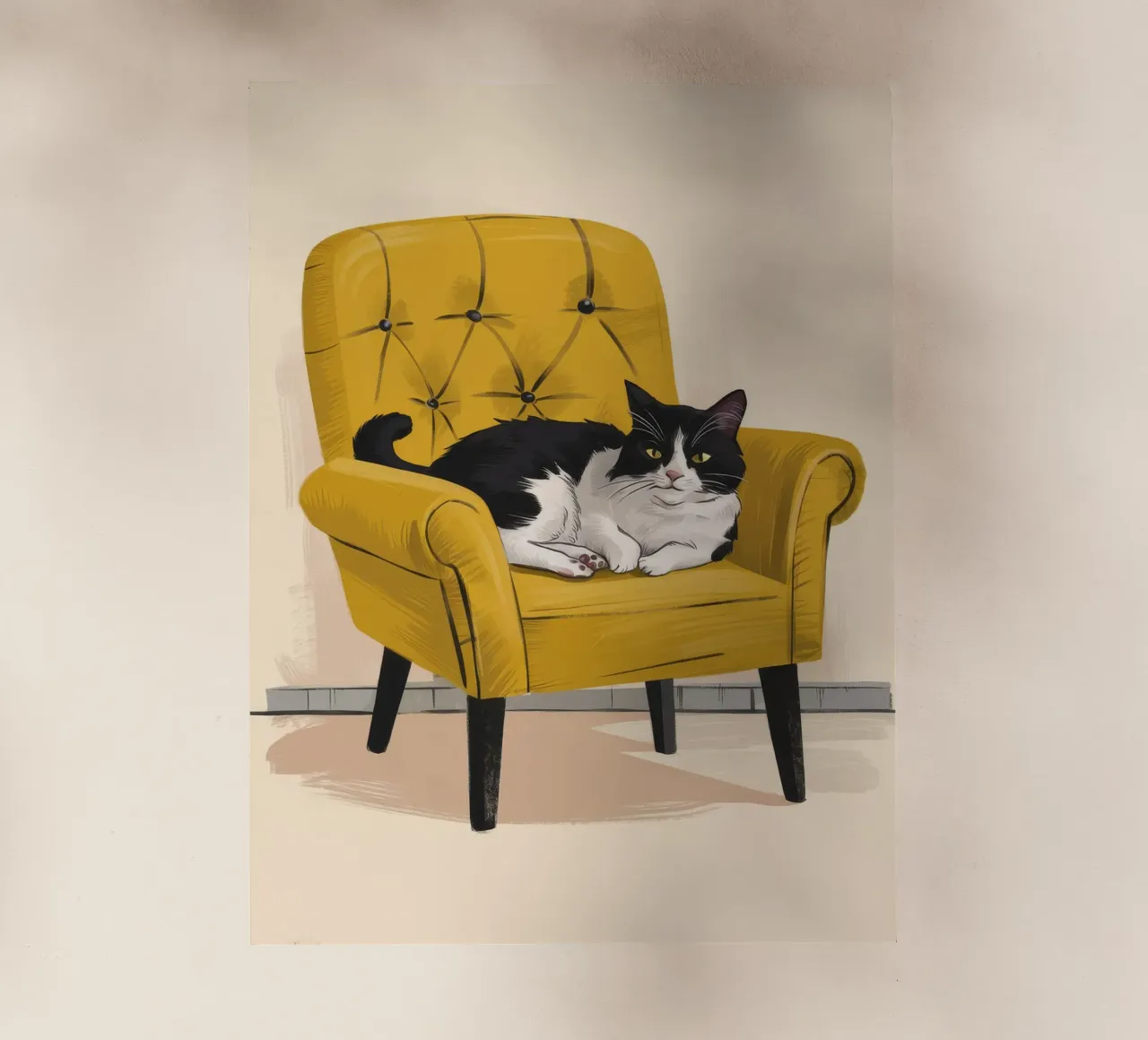 Poltrona Tuxedo Cat Yellow pellicola backlit da Stone Decade