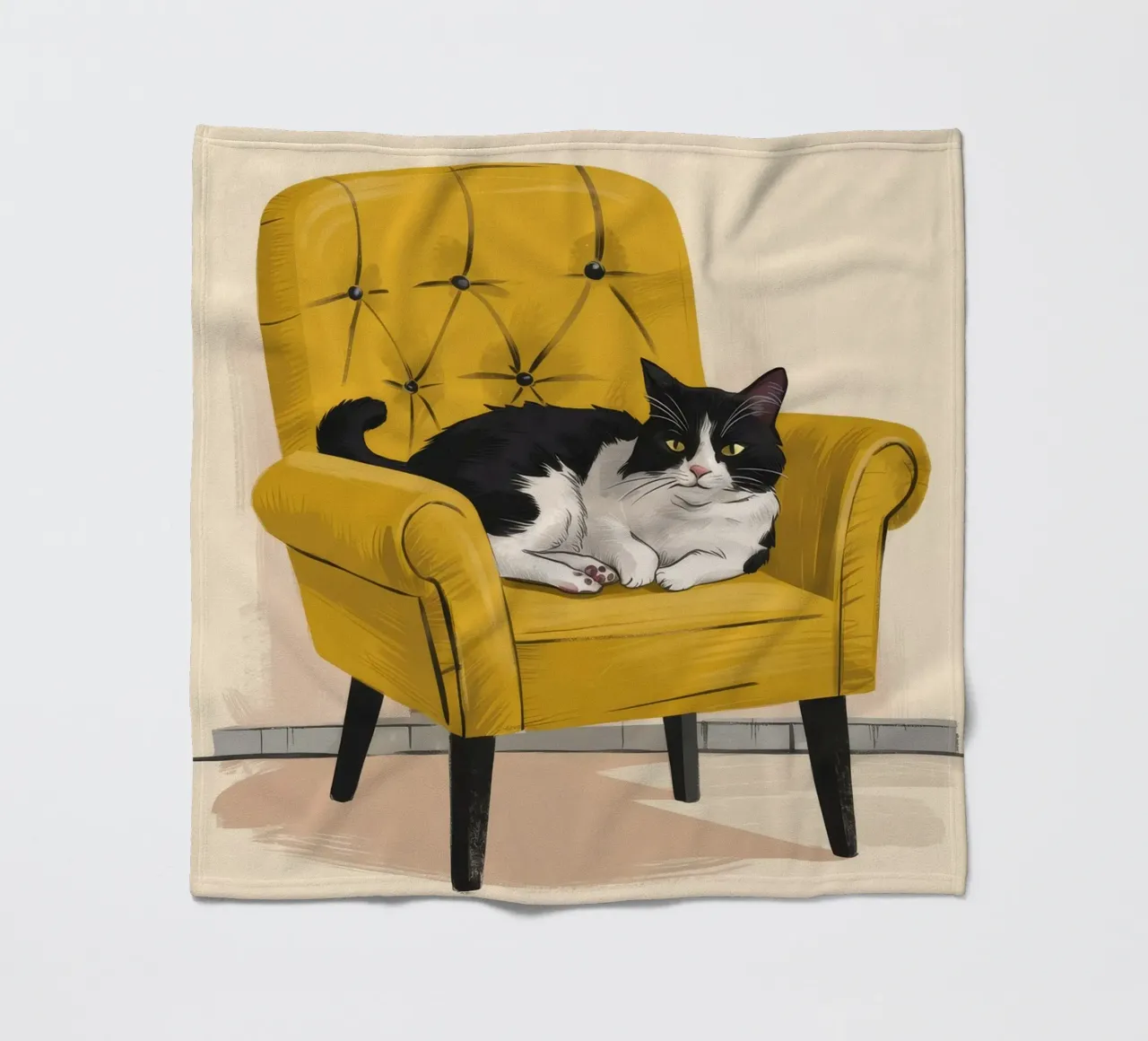 Poltrona Tuxedo Cat Yellow coperta in pile da Stone Decade