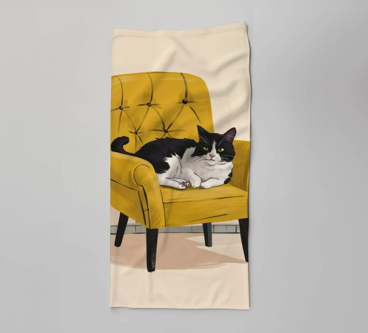 Poltrona Tuxedo Cat Yellow asciugamano da bagno da Stone Decade