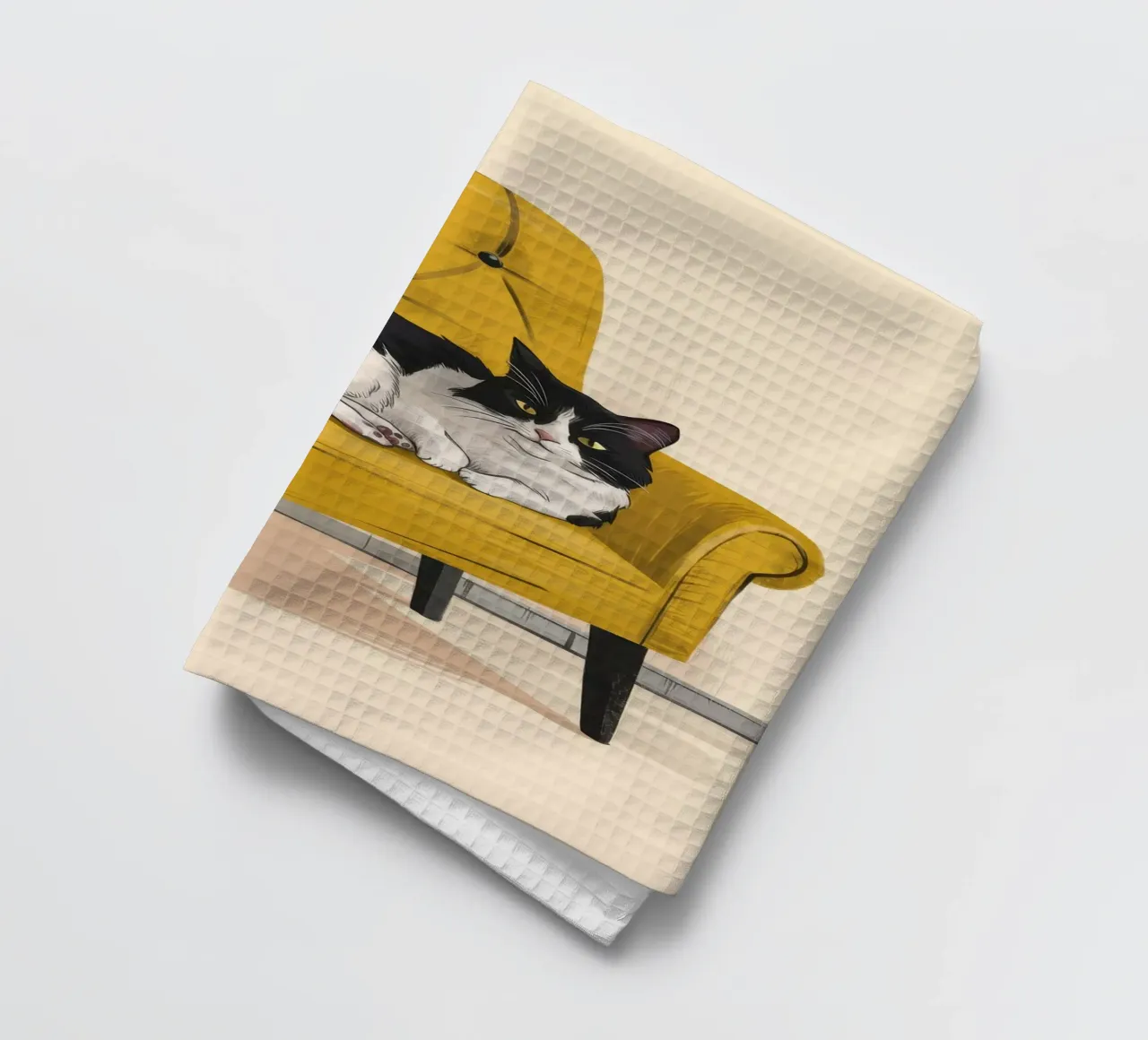 Poltrona Tuxedo Cat Yellow canovaccio da cucina da Stone Decade