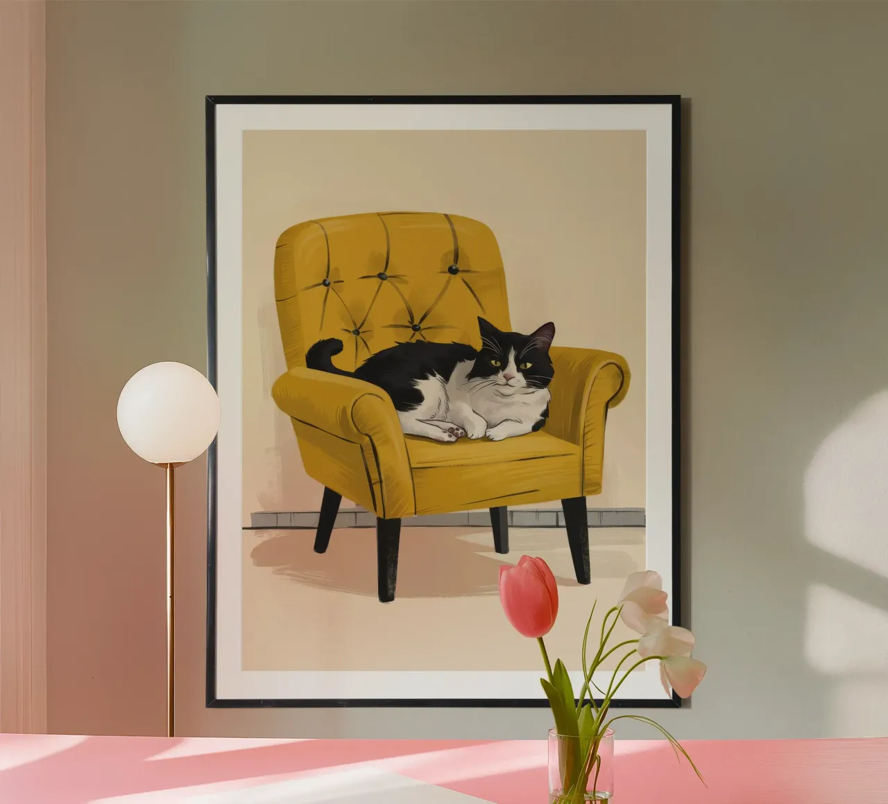 Poltrona Tuxedo Cat Yellow carta hahnemühle da Stone Decade