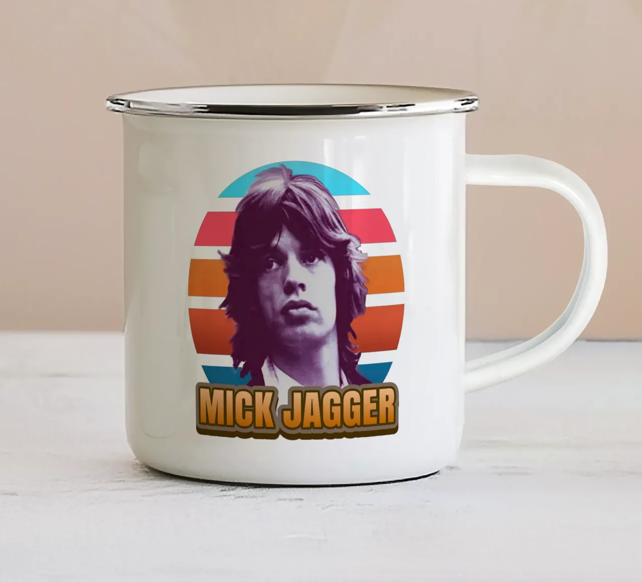 Mick Jagger vintage tazza in smalto da Lembayung art