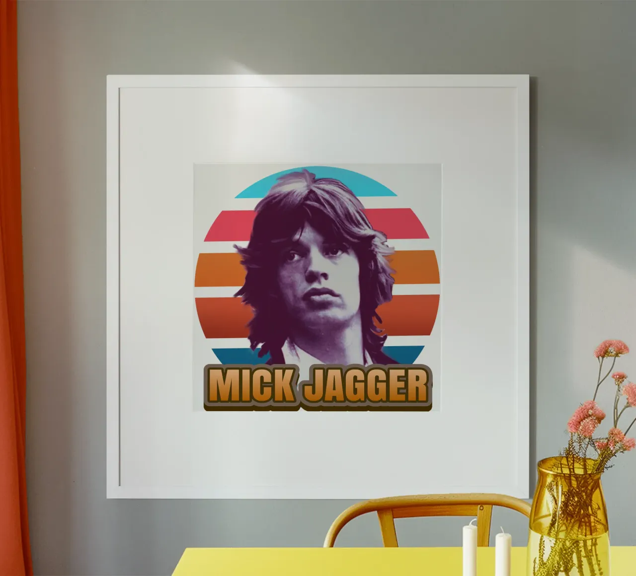 Mick Jagger vintage poster con telaio in legno da Lembayung art