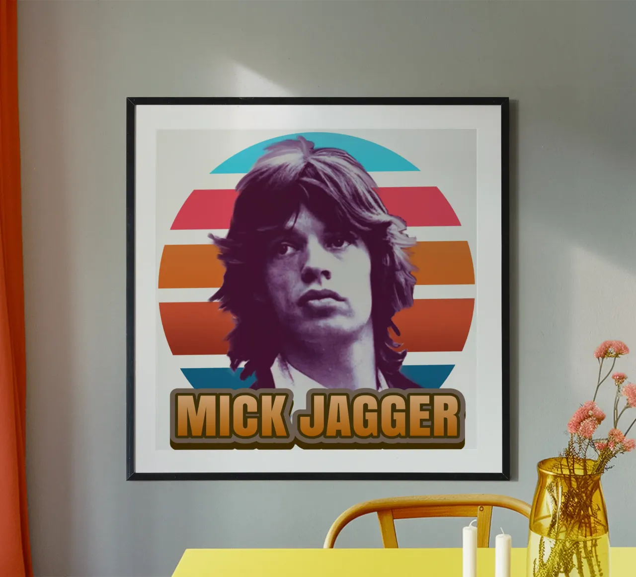 Mick Jagger vintage poster con telaio in legno da Lembayung art