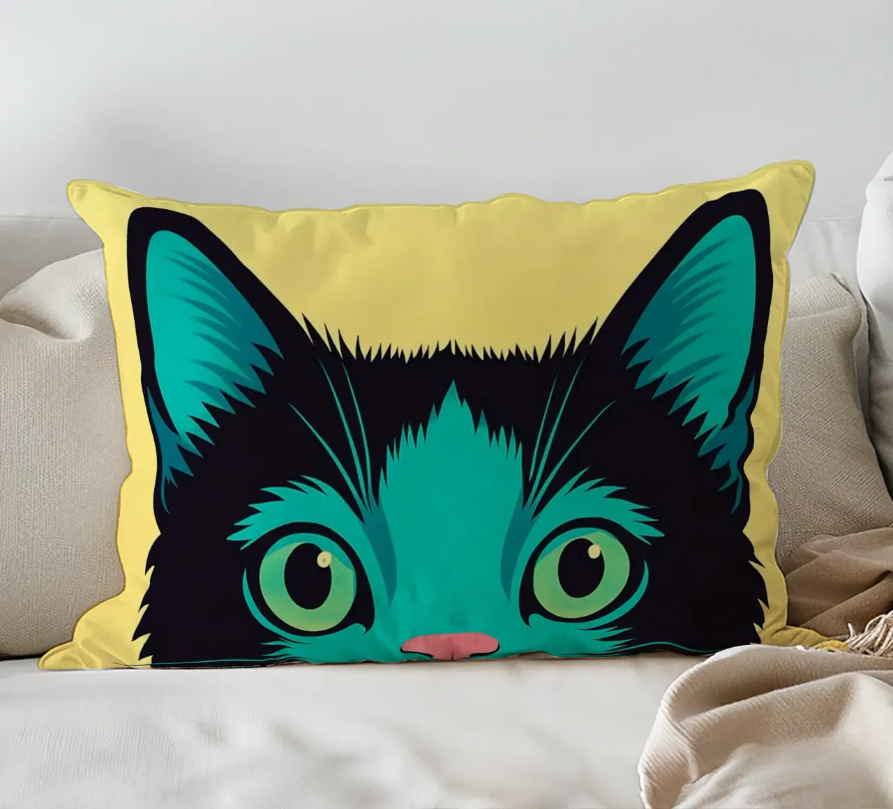 divertente gatto timido cuscino da oneone