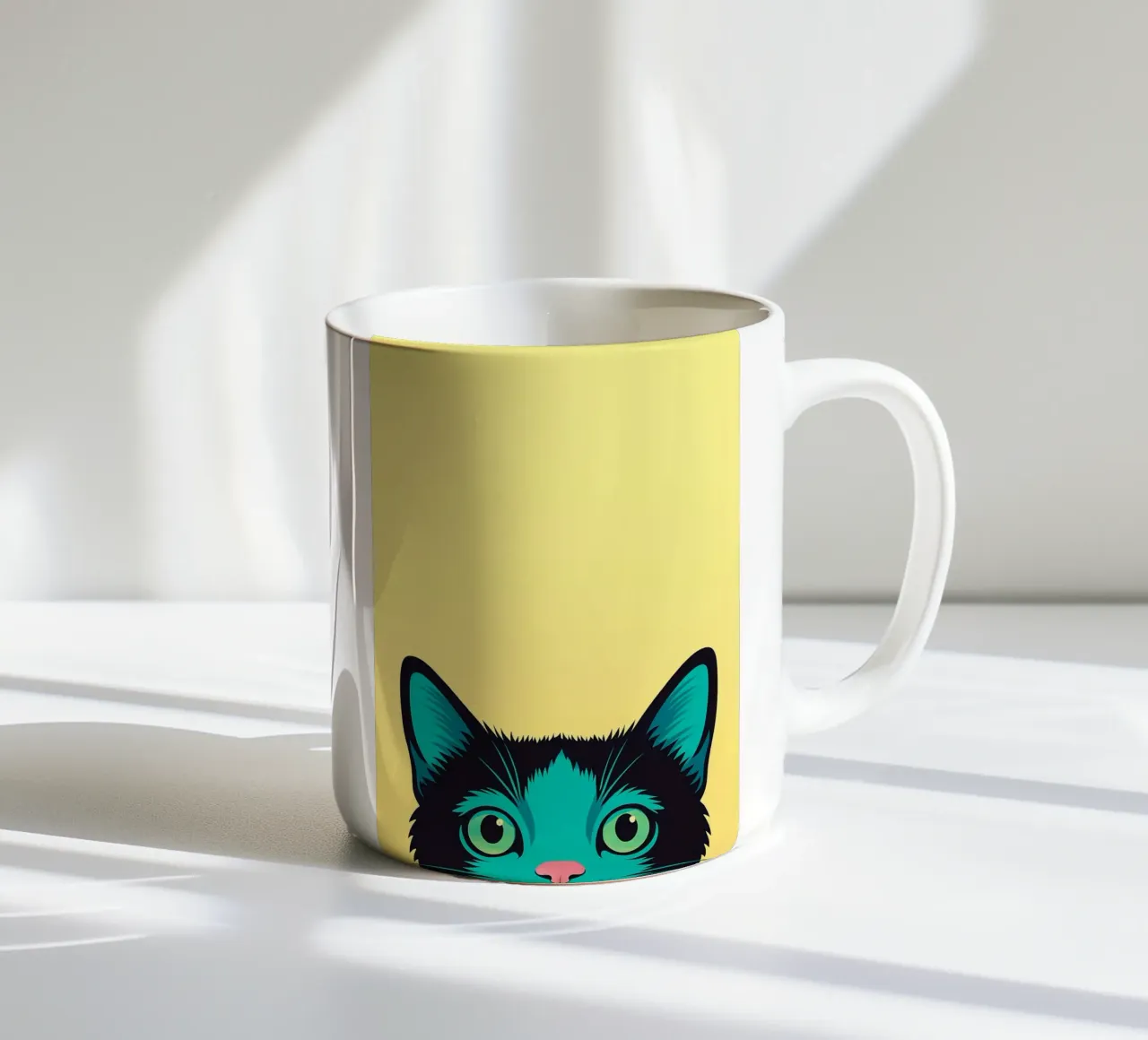 drôle de chat timide mug en céramique de oneone