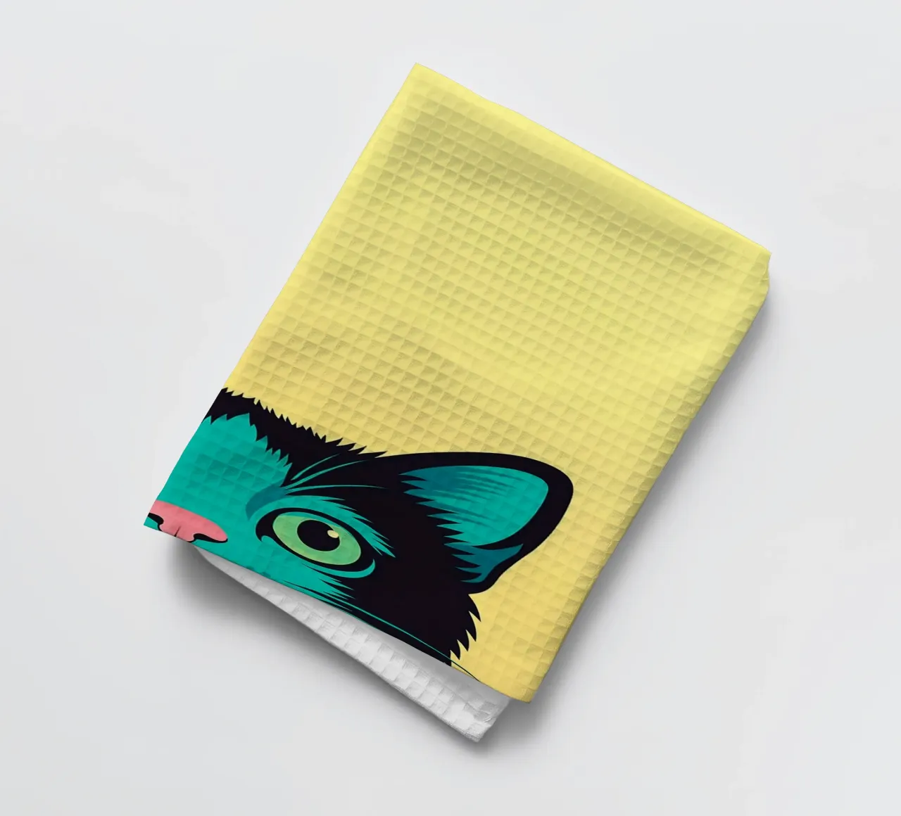 funny shy cat tea towel by oneone