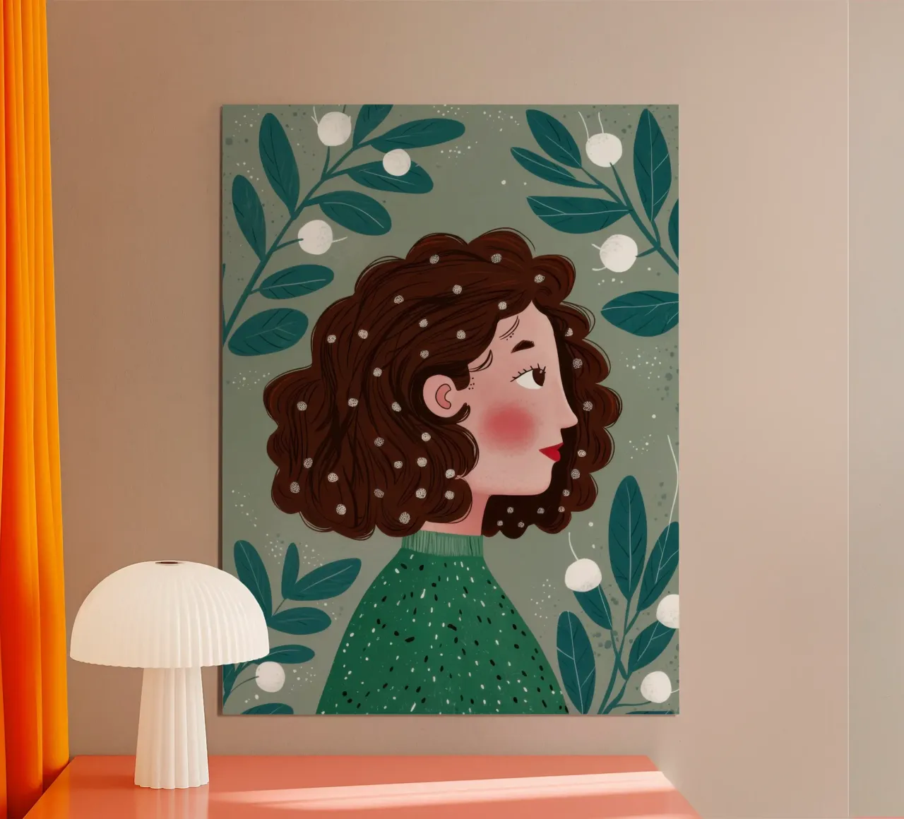 Curly Hair Snowy Day poster by Marigold Tiga
